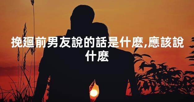 挽廻前男友說的話是什麽,應該說什麽